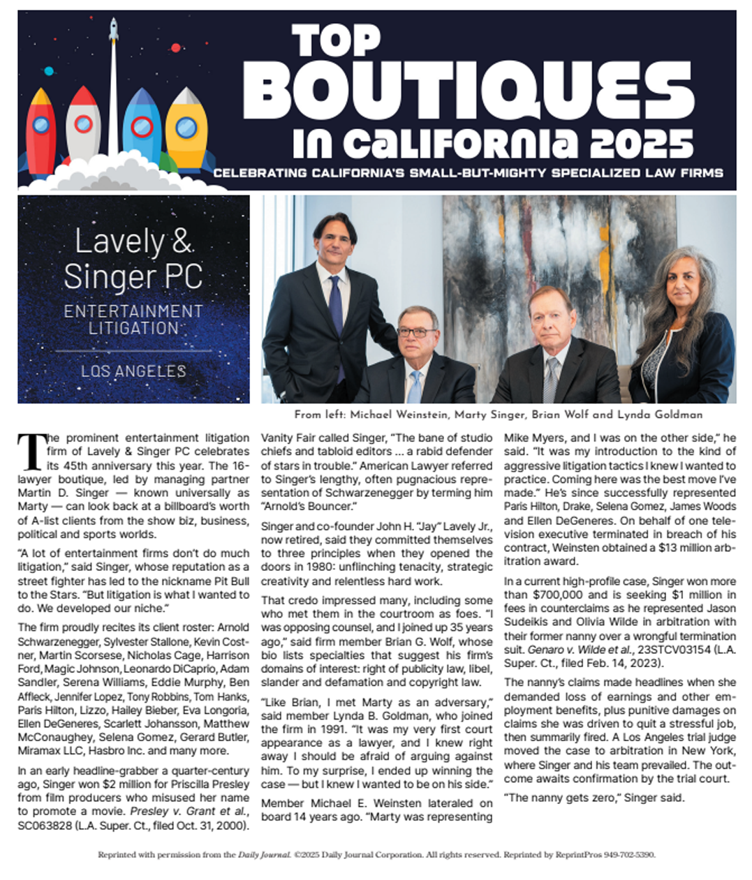 Daily Journal Top Boutiques in California 2025